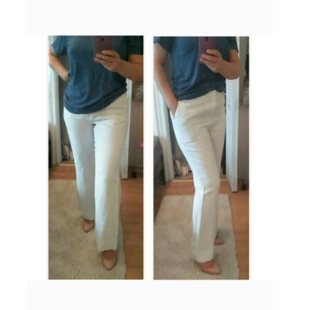 Gap White Pinstripe Linen Trouser pants